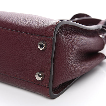 Fendi Cuoio Romano Selleria Bi-Color Mini Peekaboo Iconic Satchel Bordeaux Grigio Polvere 7 of 7