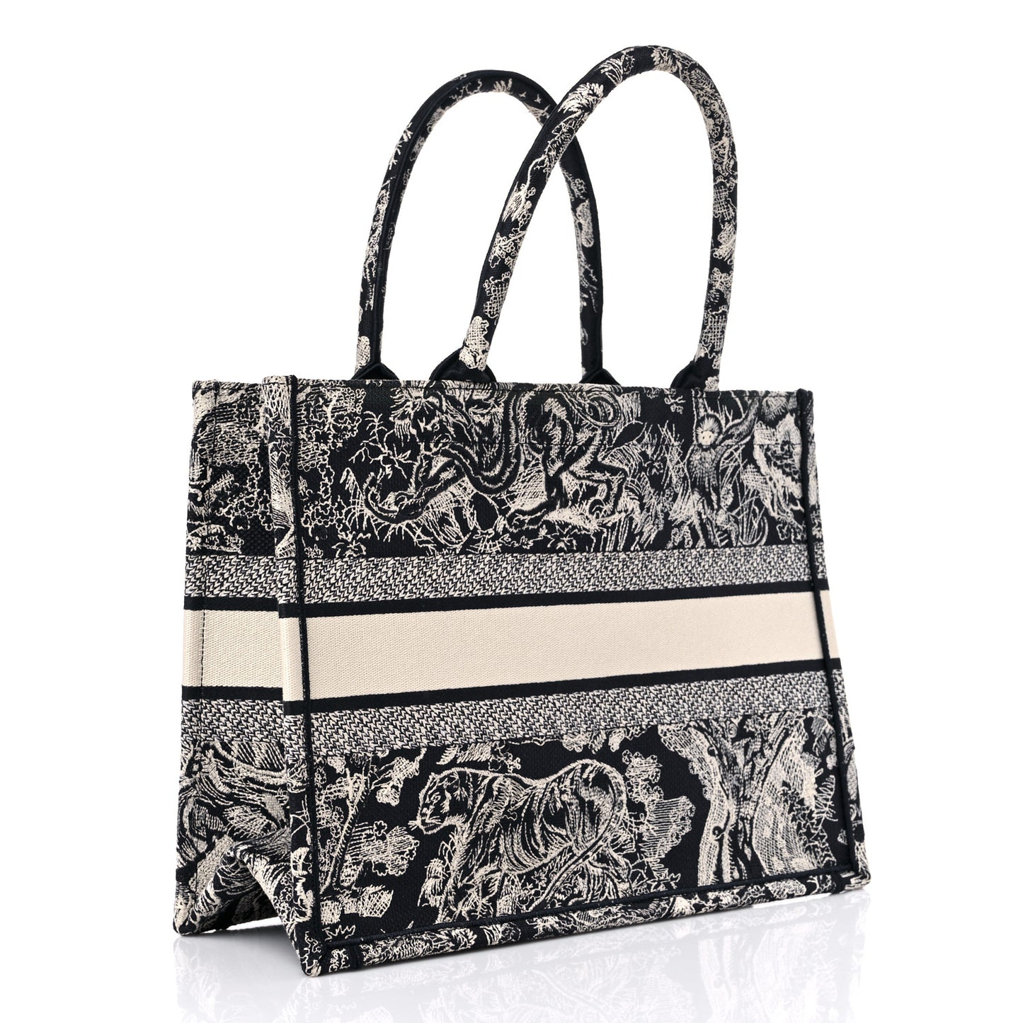 Canvas Embroidered Medium Dioriviera Toile De Jouy Reverse Book Tote Blue