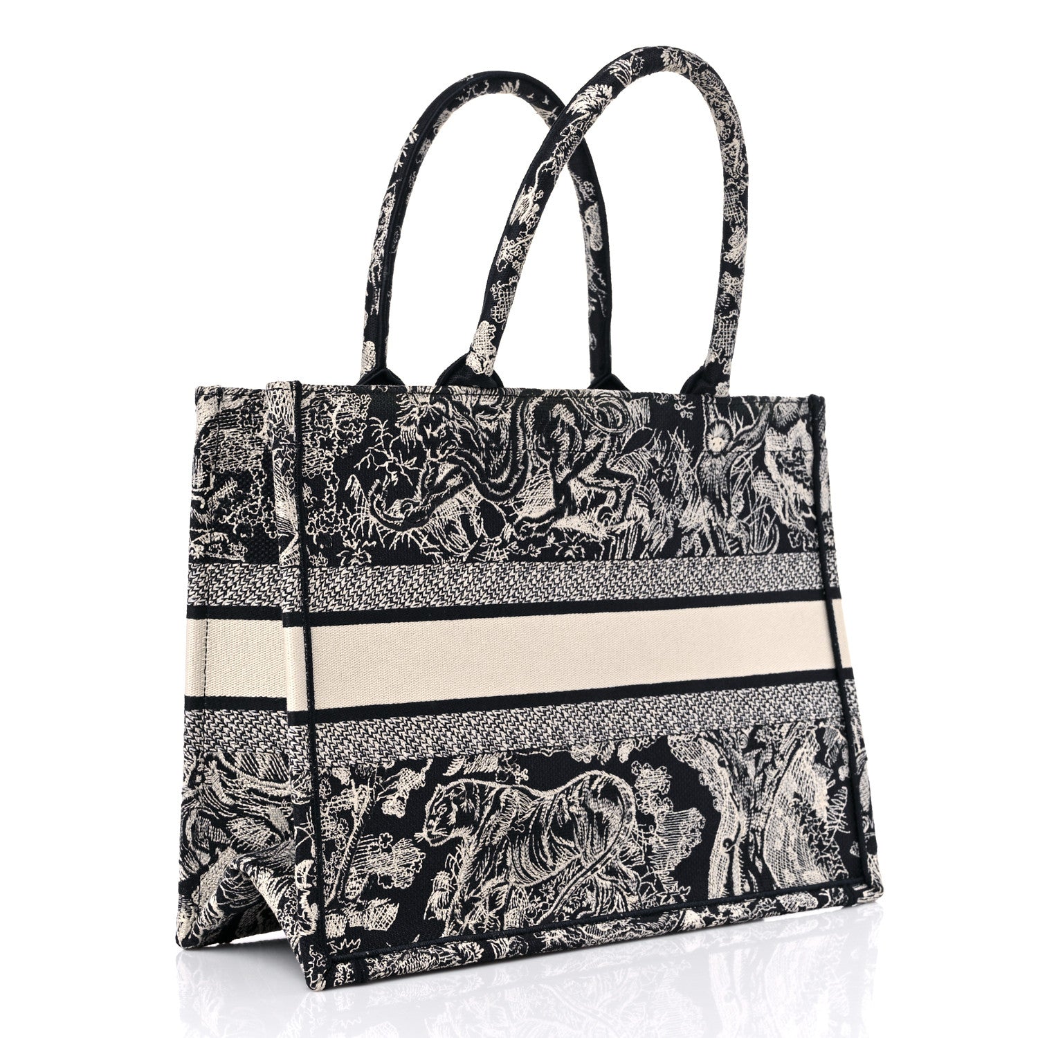 Christian Dior Canvas Embroidered Medium Dioriviera Toile De Jouy Reverse Book Tote Blue 3 of 12