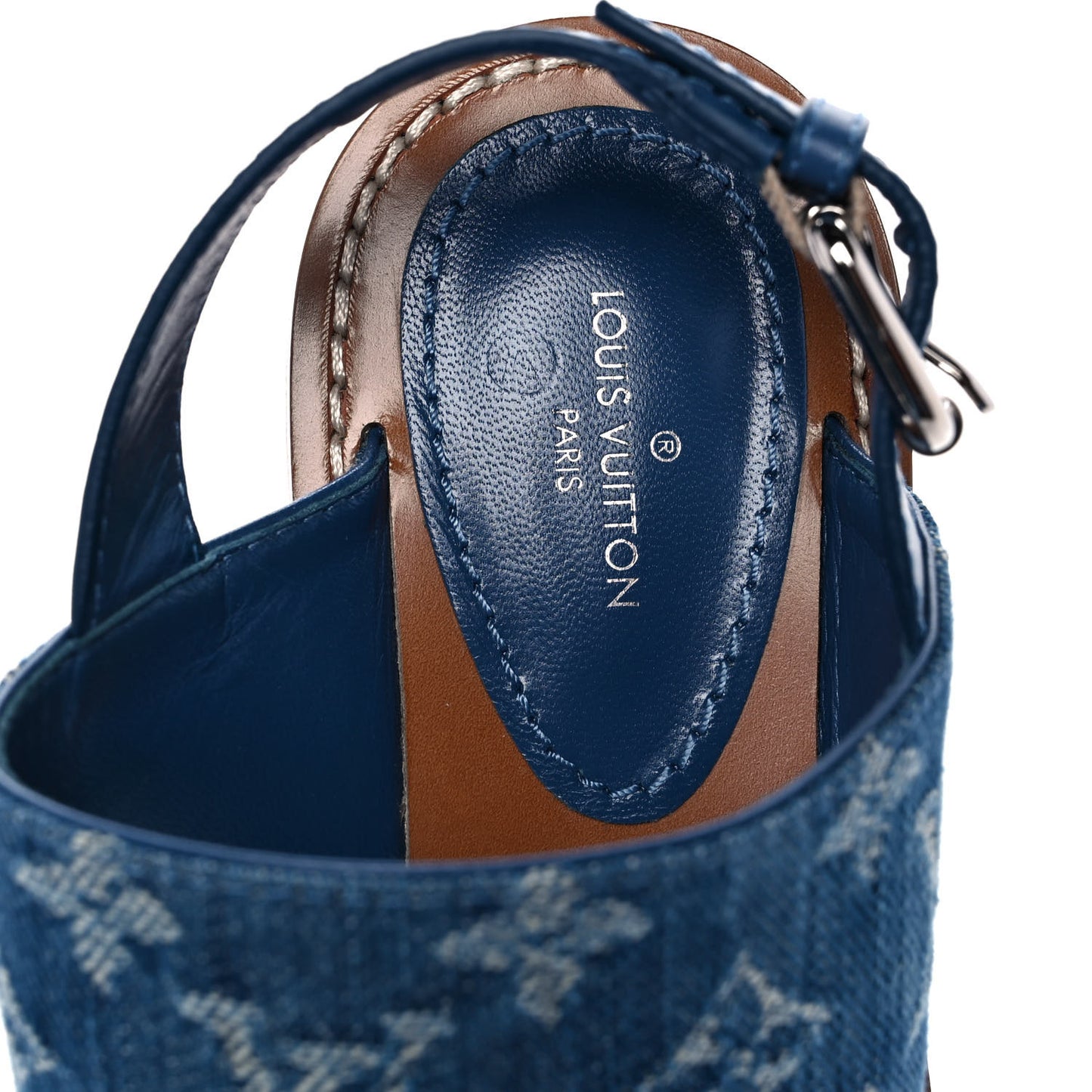 Denim Monogram Sandals 36 Blue