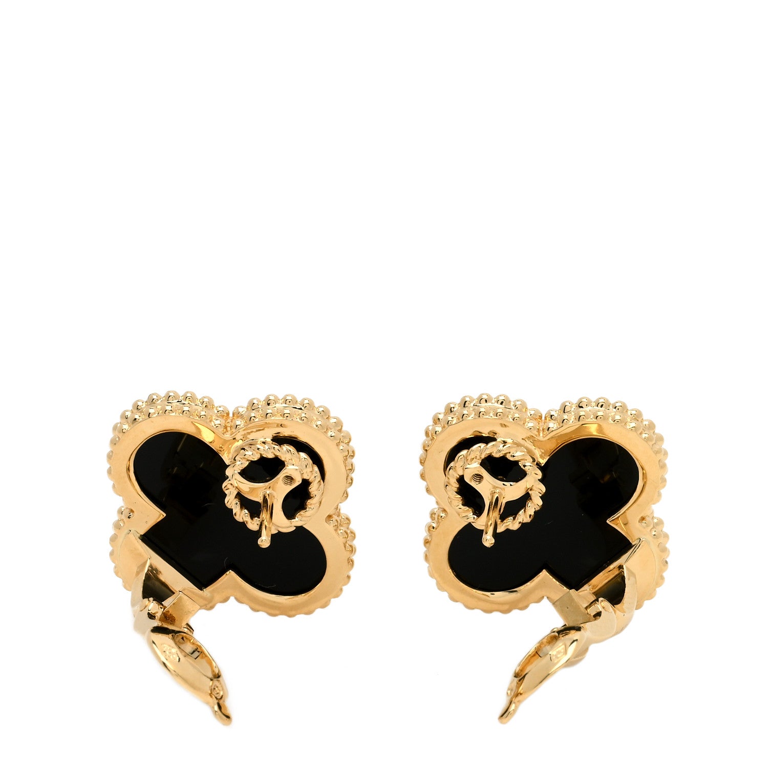Van Cleef & Arpels 18K Yellow Gold Black Onyx Magic Alhambra Earrings 3 of 5