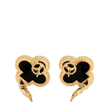 Van Cleef & Arpels 18K Yellow Gold Black Onyx Magic Alhambra Earrings 3 of 5