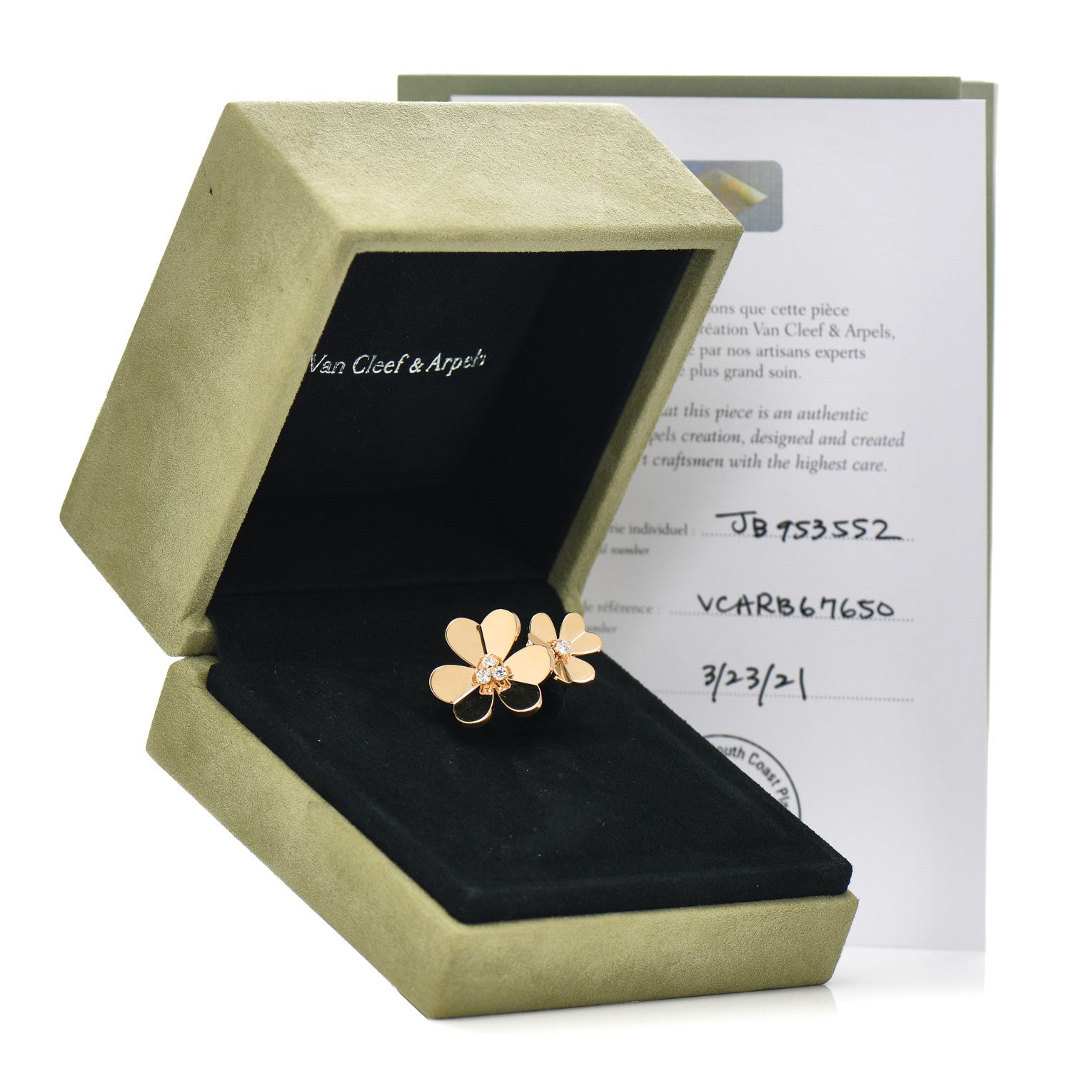 Van Cleef & Arpels 18K Yellow Gold Diamond Frivole Between The Finger Ring 51 5.75 6 of 6