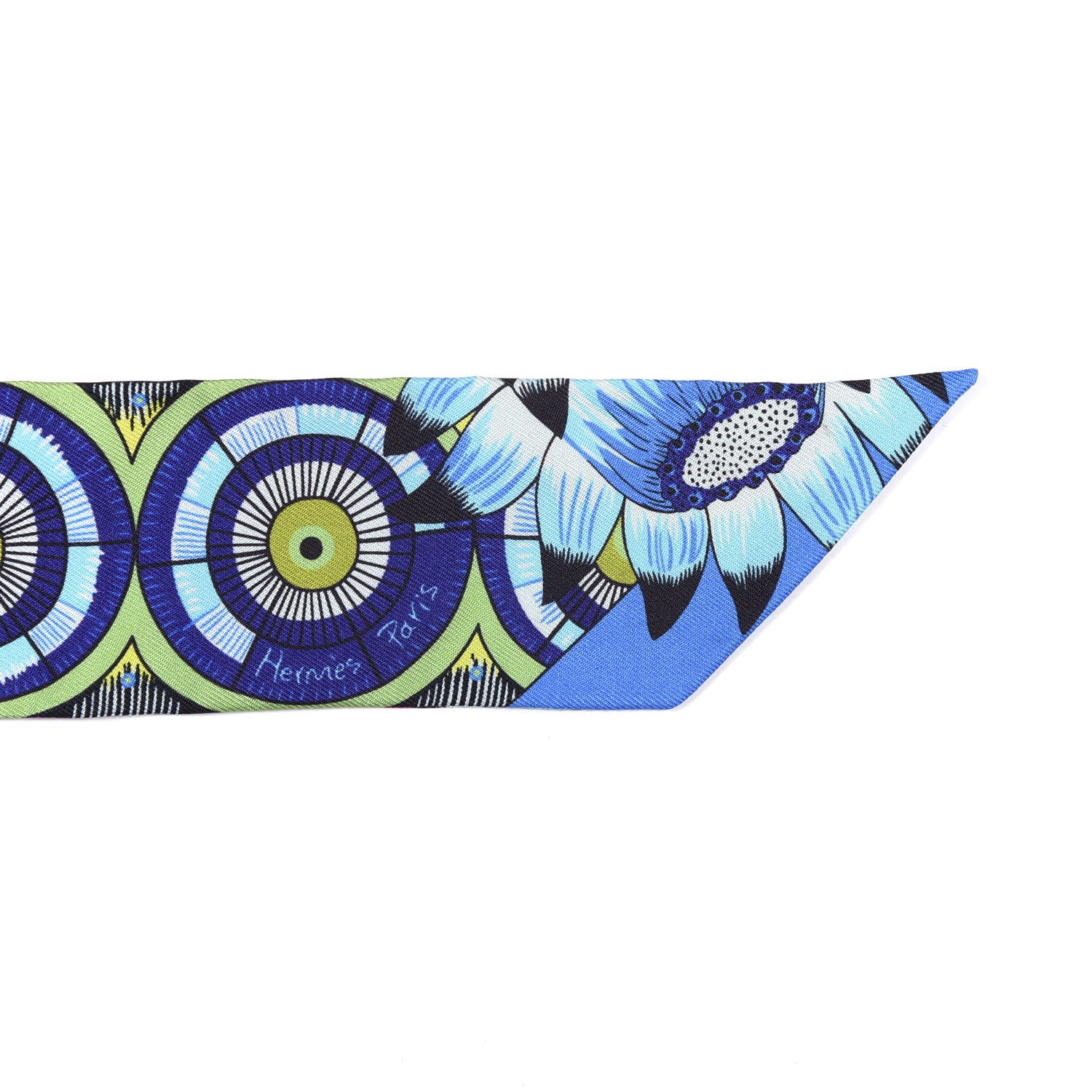 Hermes Silk The Savana Dance Twilly Rose Indien Indigo Vert 3 of 3