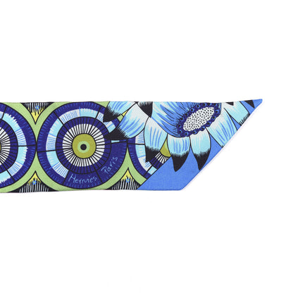 Hermes Silk The Savana Dance Twilly Rose Indien Indigo Vert 3 of 3