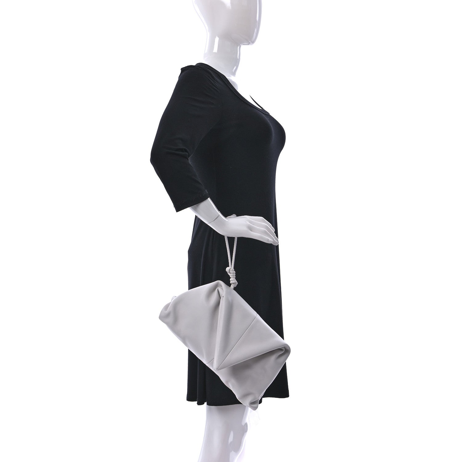 Bottega Veneta Lambskin BV Trine Clutch Bianco 2 of 8