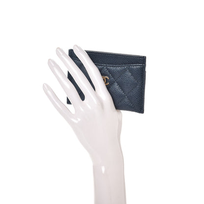 Chanel Iridescent Caviar Quilted Card Holder Dark Blue 2 of 9