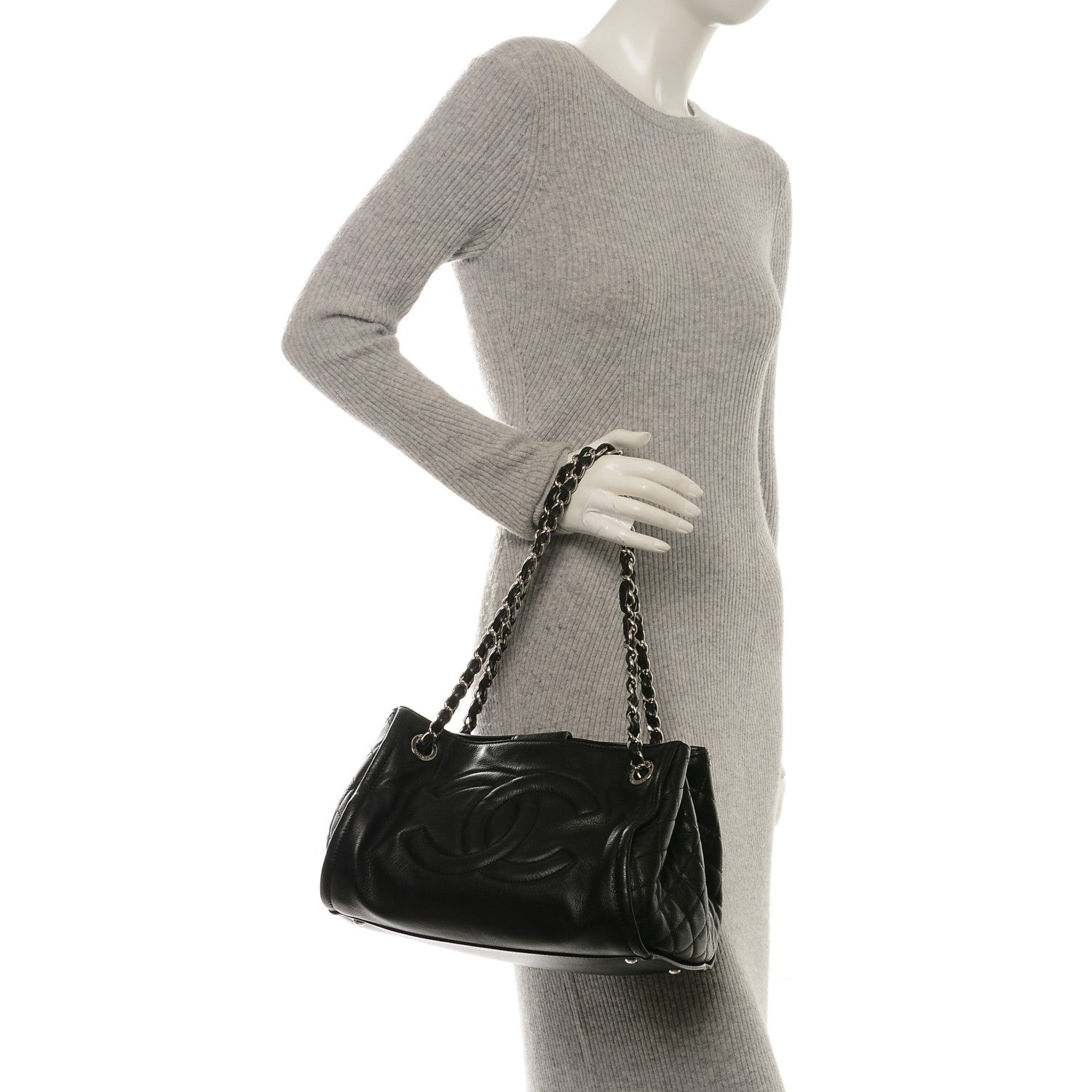 Chanel Calfskin CC Open Accordion Shoulder Bag Black 2 of 7