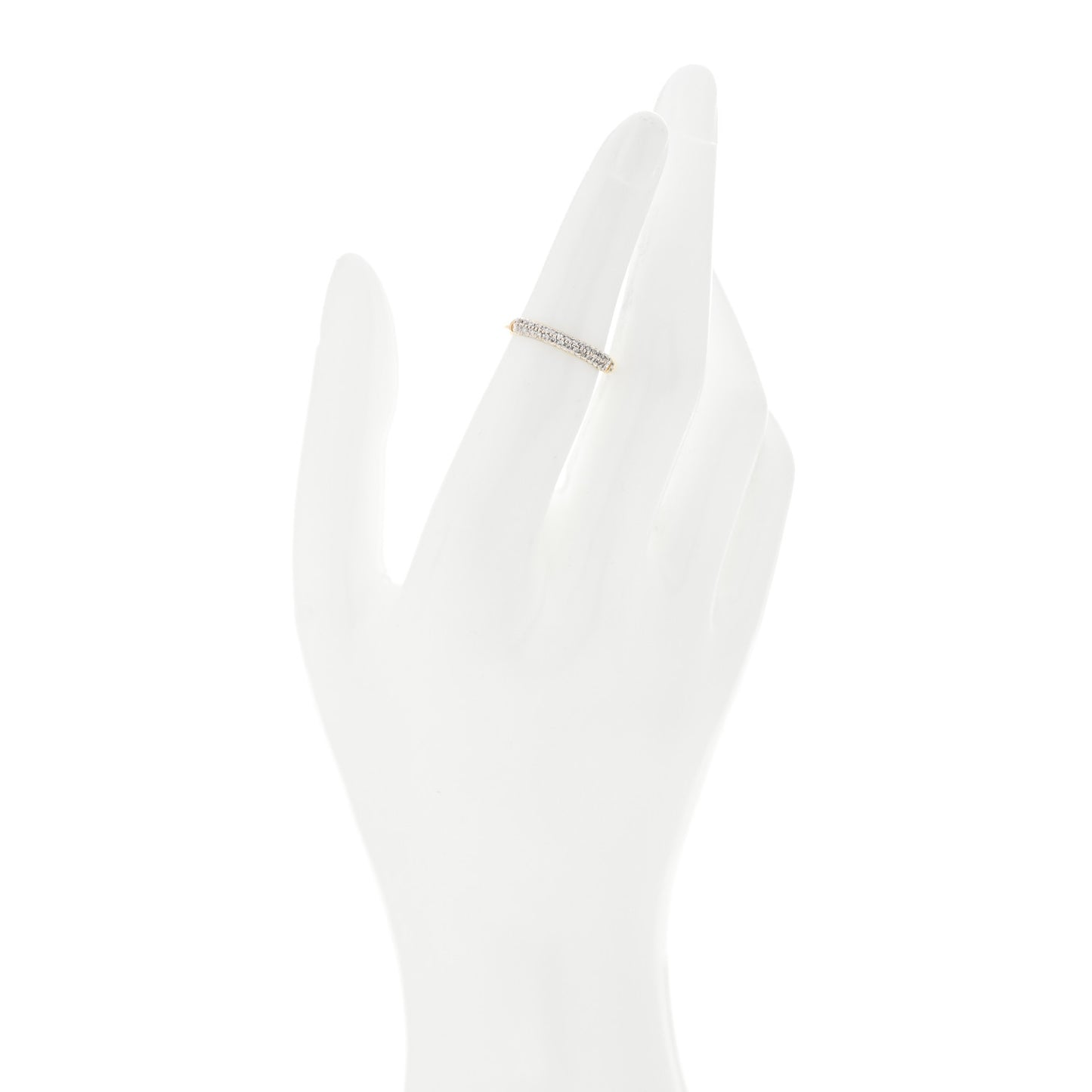 18K Yellow Gold Diamond Bamboo Slim Band Ring 50 5.25