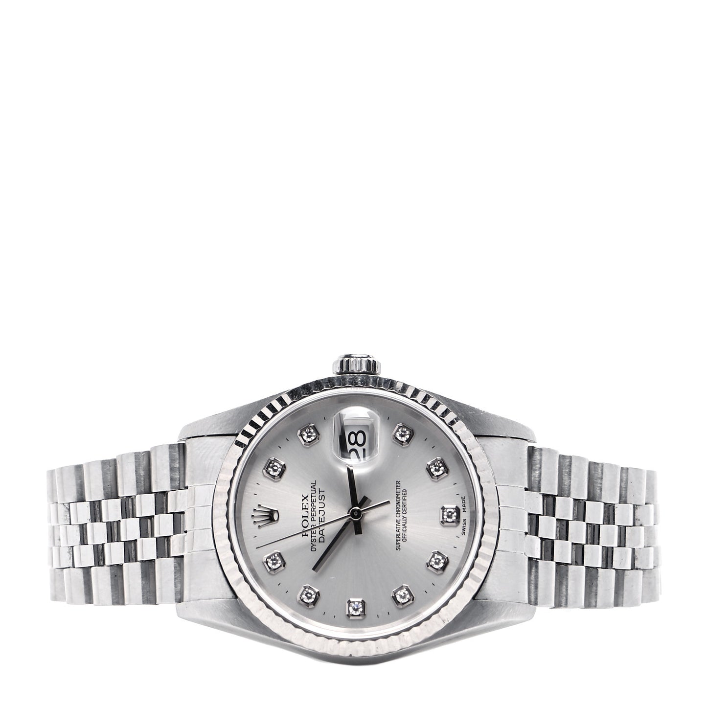 Stainless Steel 18K White Gold Diamond 36mm Oyster Perpetual Datejust Watch Silver 16234