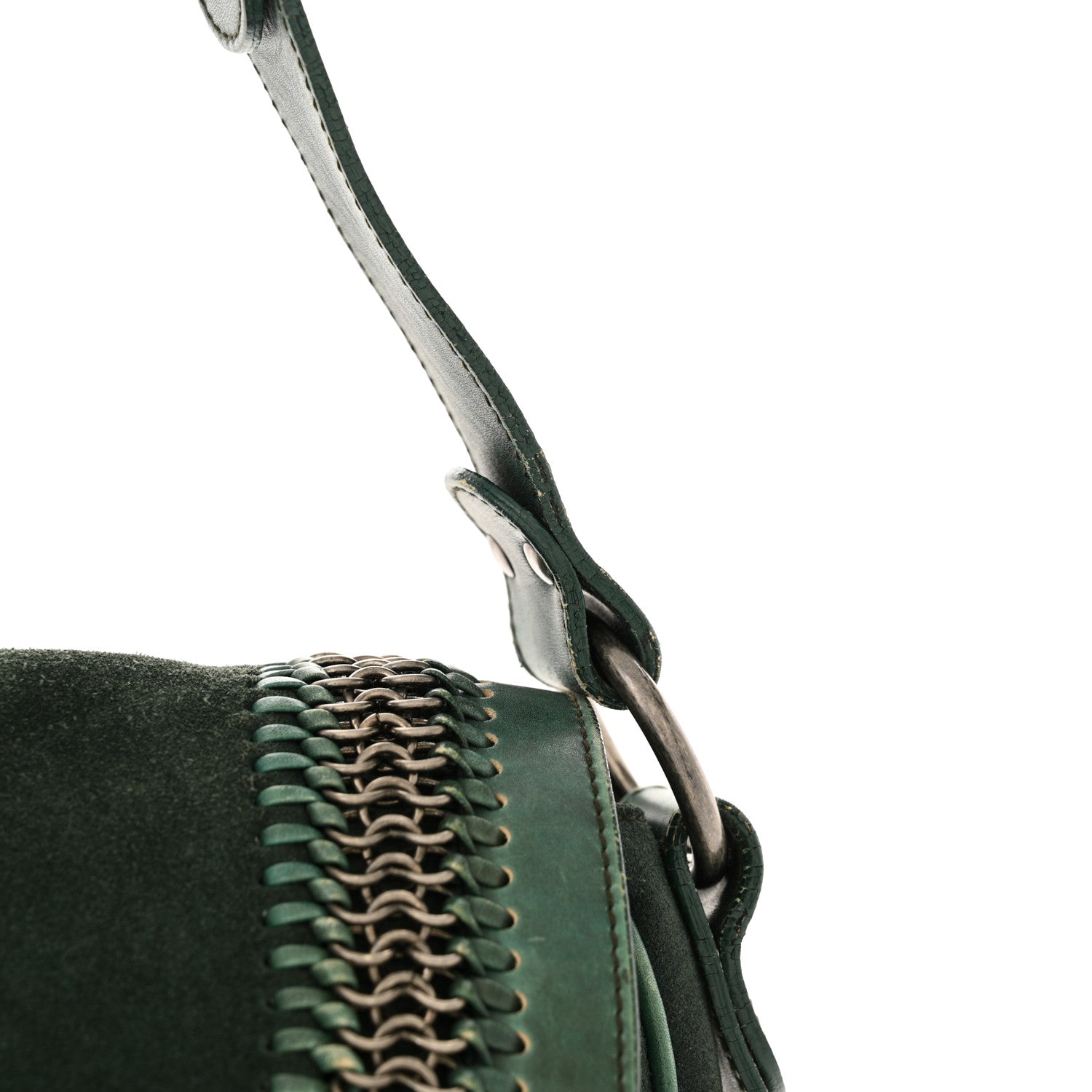 Christian Dior Suede Calfskin Medium Gaucho Double Saddle Green 12 of 18