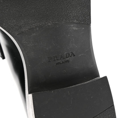 Prada Spazzolato Metal Triangle Logo 50mm Loafers 37.5 Black 8 of 13