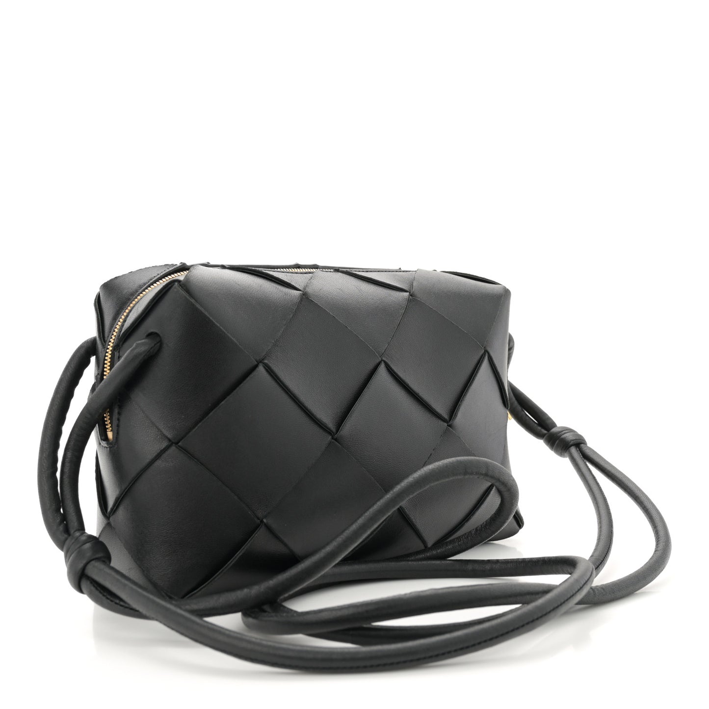 Lambskin Maxi Intrecciato Small Cassette Camera Bag Black