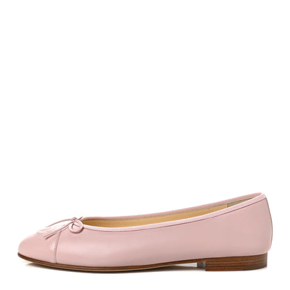 Chanel Lambskin CC Cap Toe Ballerina Flats 40 Light Pink 1 of 8
