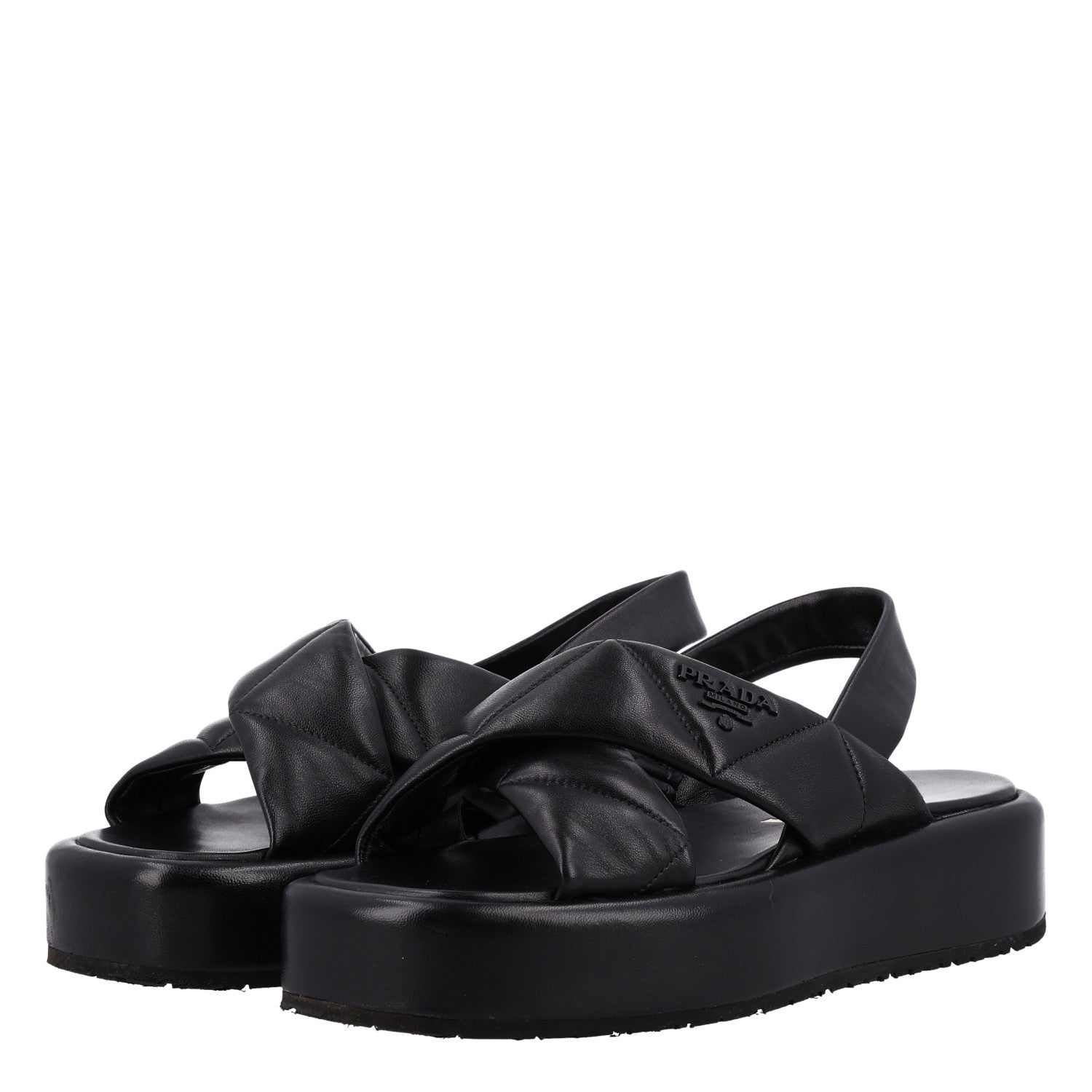 Prada Nappa Padded Blow 20mm Slingback Sandals 36.5 Black 4 of 10