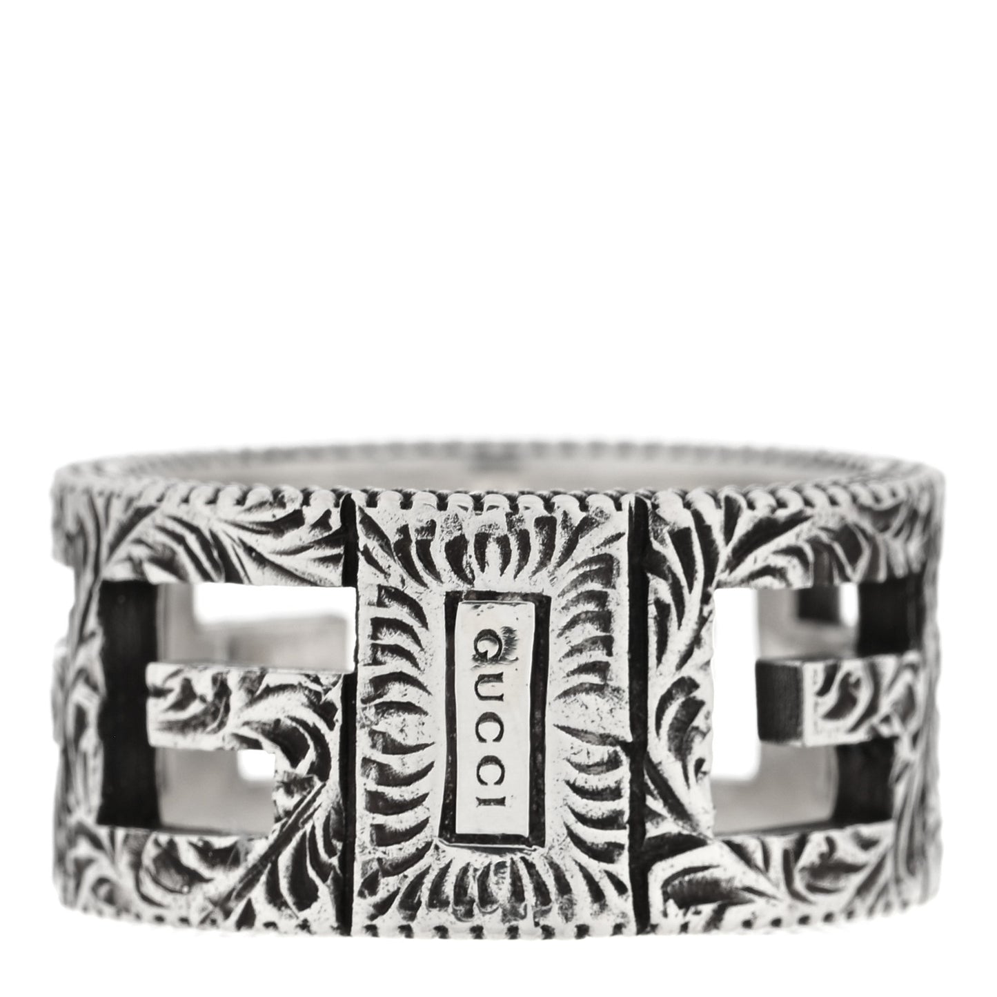 Sterling Silver Wide Square G Band Ring 56 7.5
