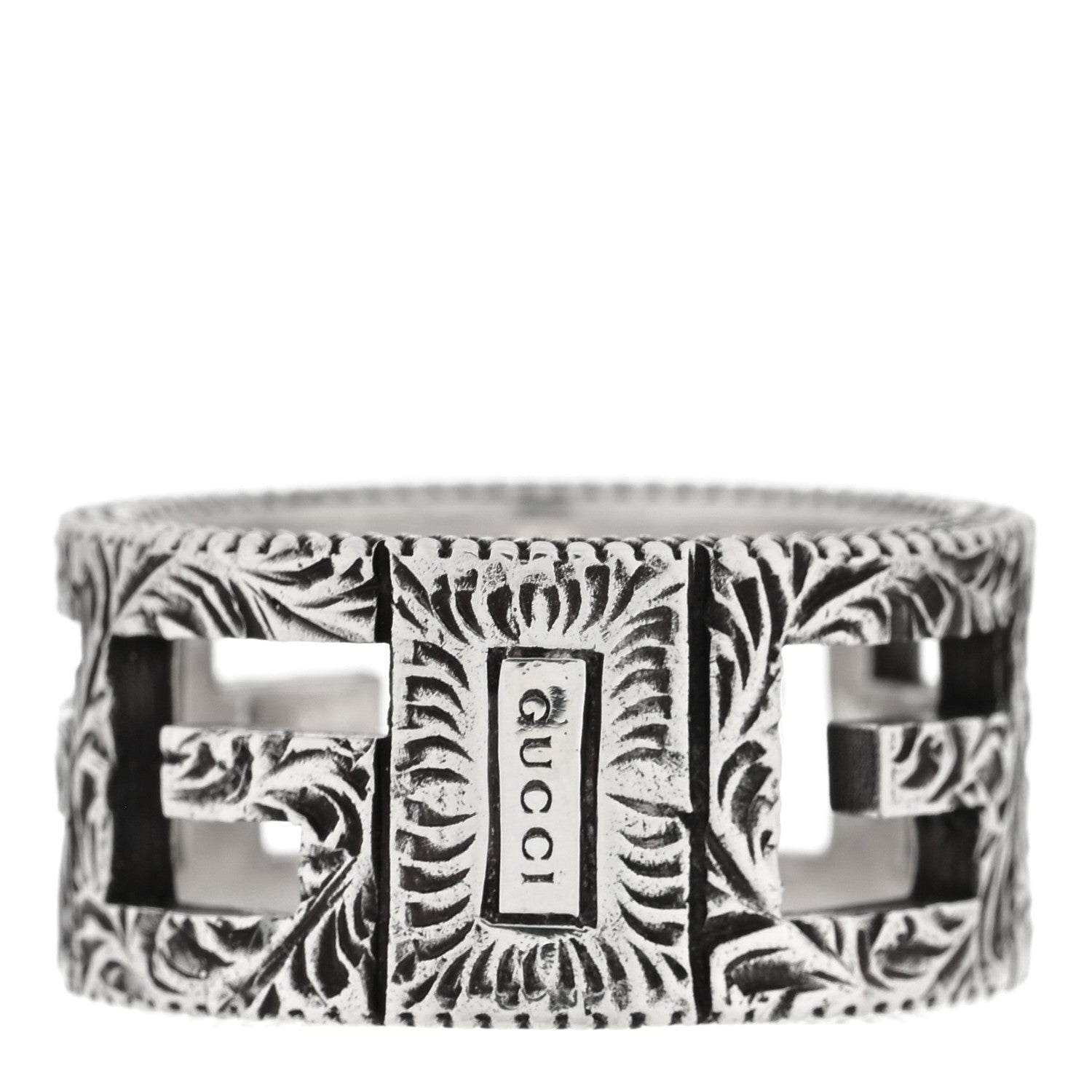 Gucci Sterling Silver Wide Square G Band Ring 56 7.5 3 of 4