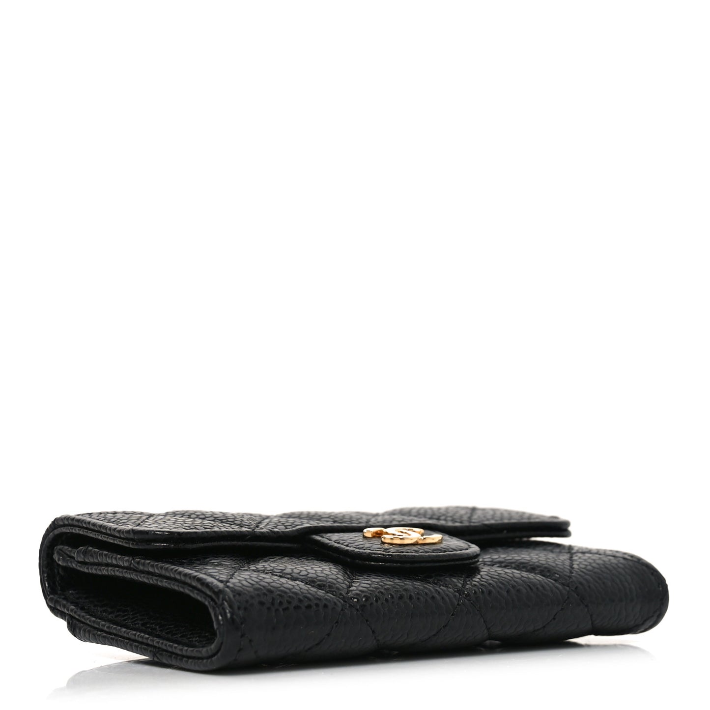 Caviar Quilted Flap Card Holder Black