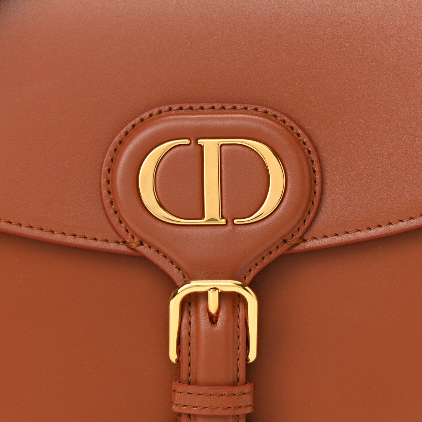 Box Calfskin Medium Bobby Flap Dark Tan