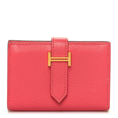 Hermes Chevre Mysore Mini Bearn Wallet Rose Lipstick 1 of 11