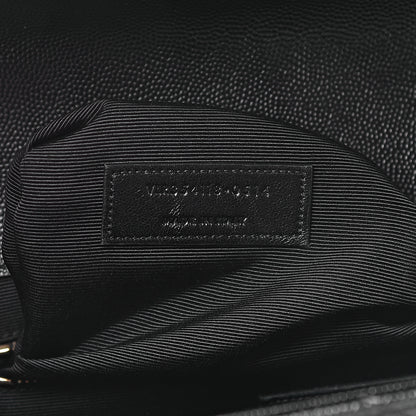Saint Laurent Grain De Poudre Matelasse Chevron Large Monogram Satchel Black 8 of 20