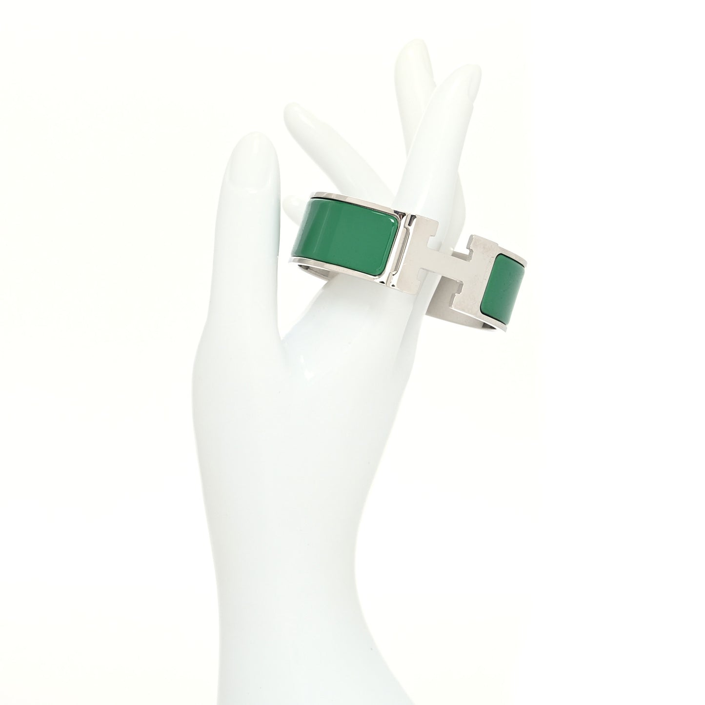 Enamel Wide Clic Clac H Bracelet PM Vert Sapin