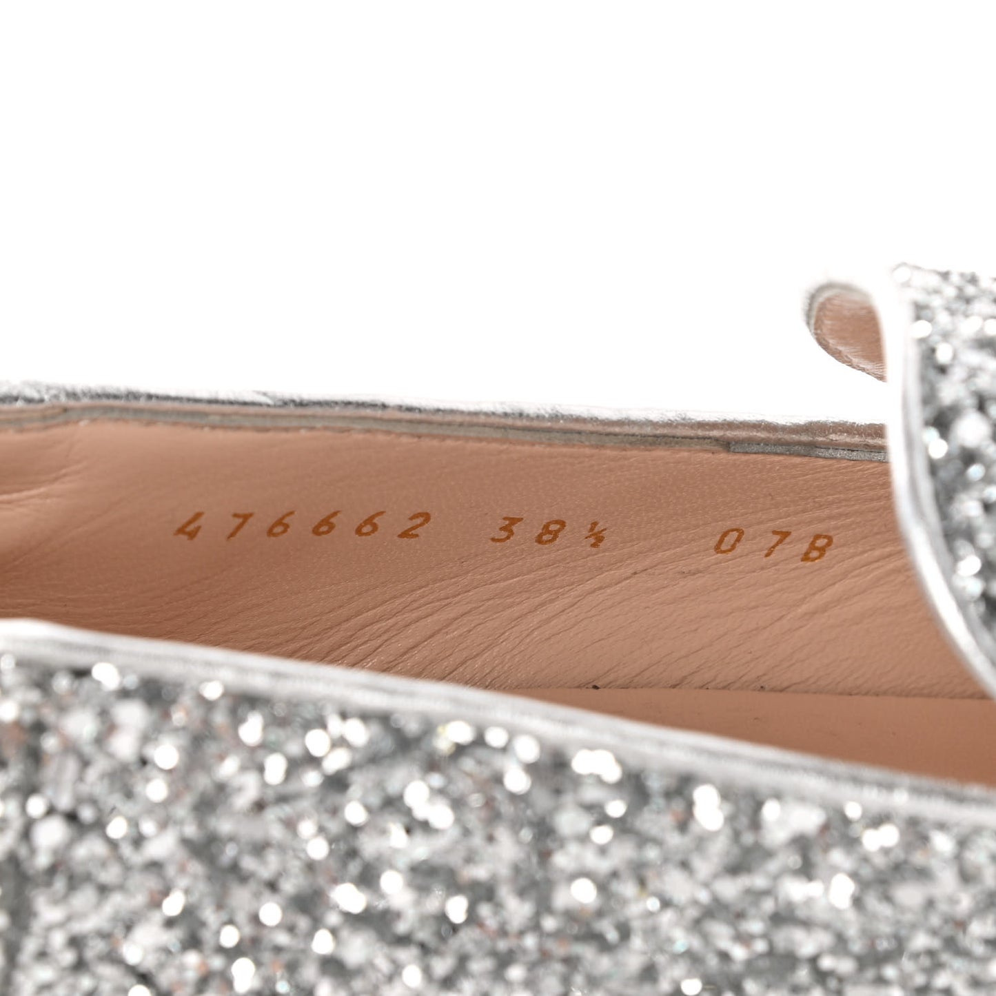 Glitter Nappa Web Peyton 75mm Loafer Pumps 38.5 Argento