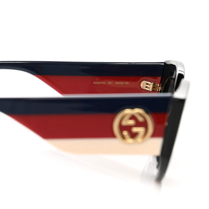 Gucci Acetate Oversized Rectangle Frame Web Sunglasses GG 0275/S Black 6 of 8