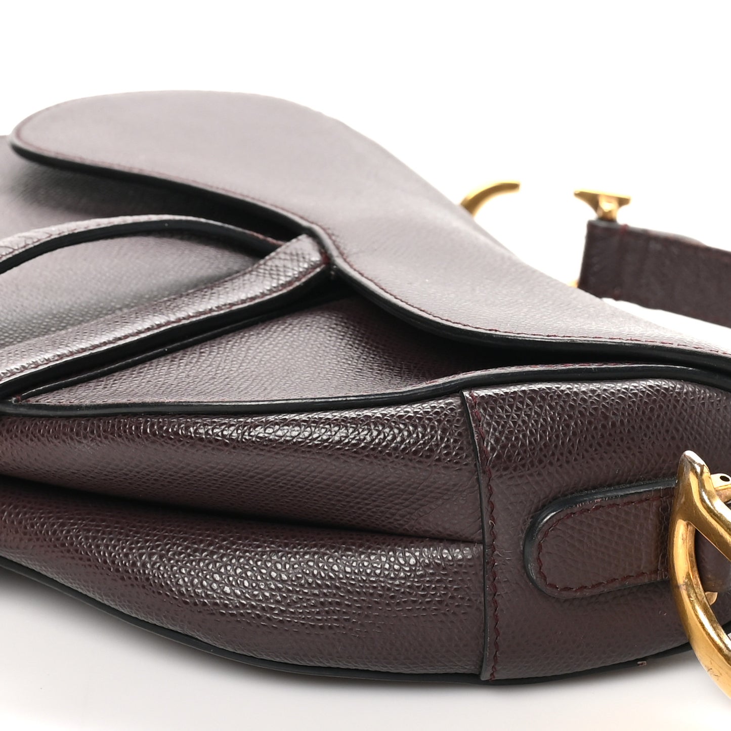 Grained Calfskin Saddle Bag Burgundy