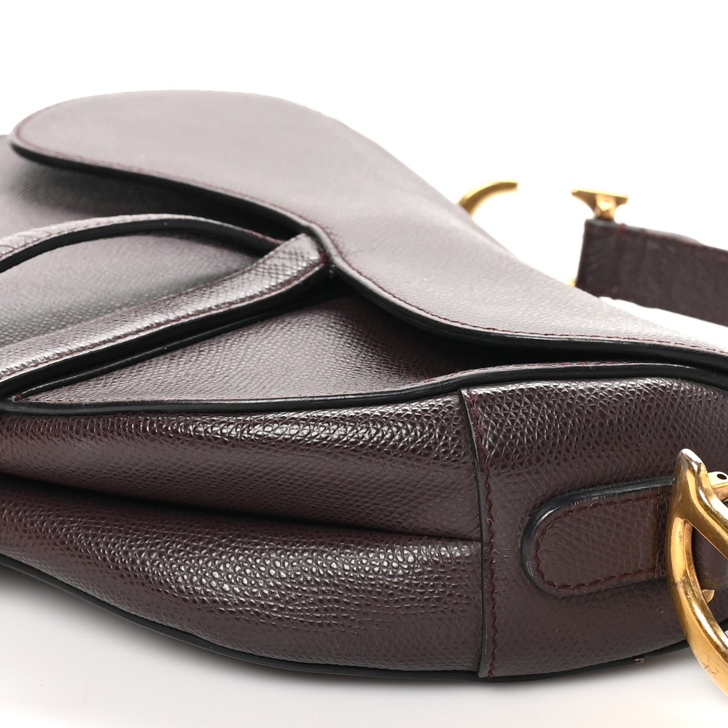 Christian Dior Grained Calfskin Saddle Bag Burgundy 10 of 13
