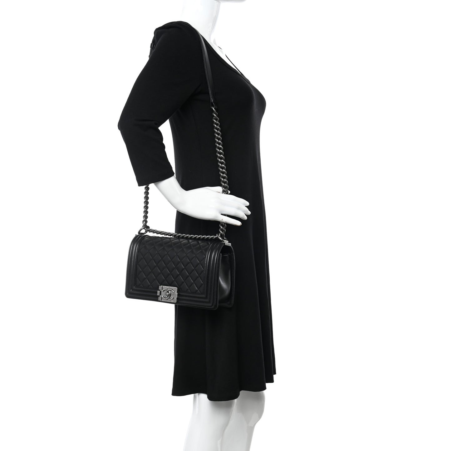 Lambskin Quilted Medium Boy Flap Black