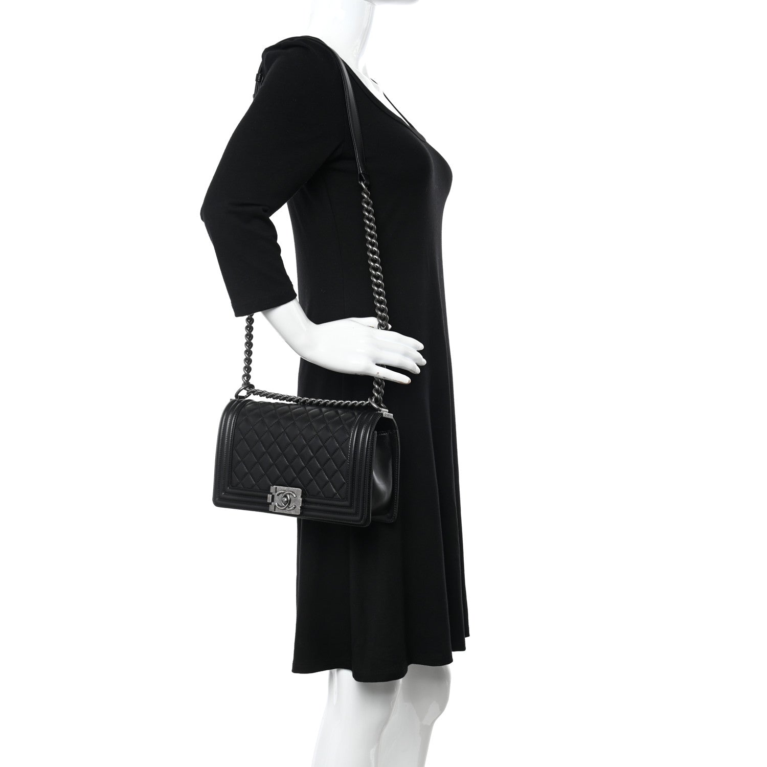 Chanel Lambskin Quilted Medium Boy Flap Black 2 of 10