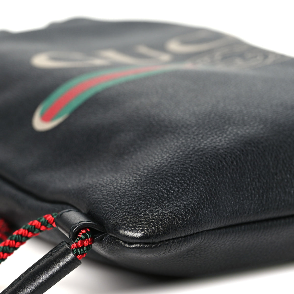 Gucci Calfskin Logo Drawstring Backpack Black 9 of 10
