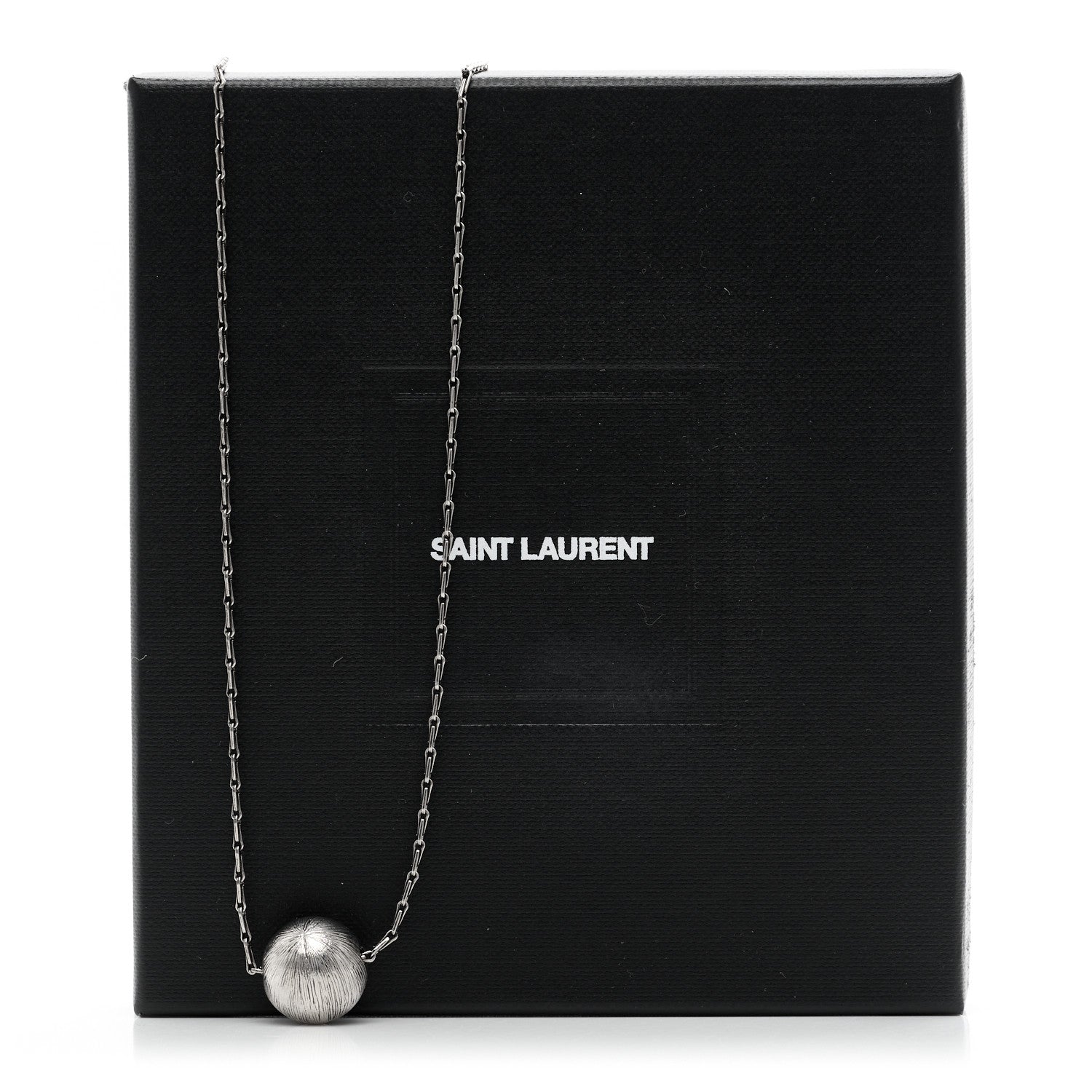 Saint Laurent Metal Textured Ball Chain Link Necklace Silver 6 of 6