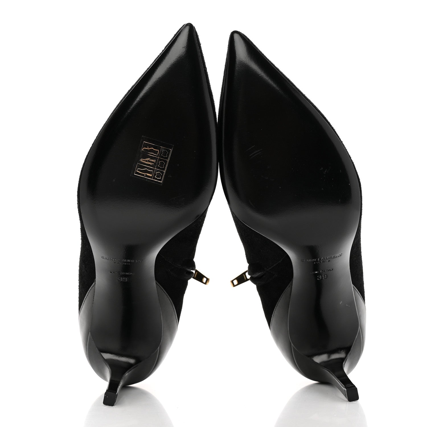 Saint Laurent Suede Calfskin Embellished Ankle Boots 39 Black 5 of 13