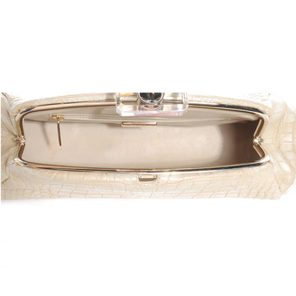 Chanel Matte Alligator Perfume Bottle Top Clutch Beige 5 of 7