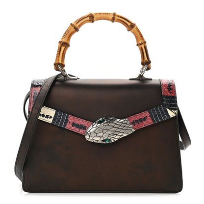 Gucci Calfskin Snakeskin Small Lilith Top Handle Bag Brown 1 of 12