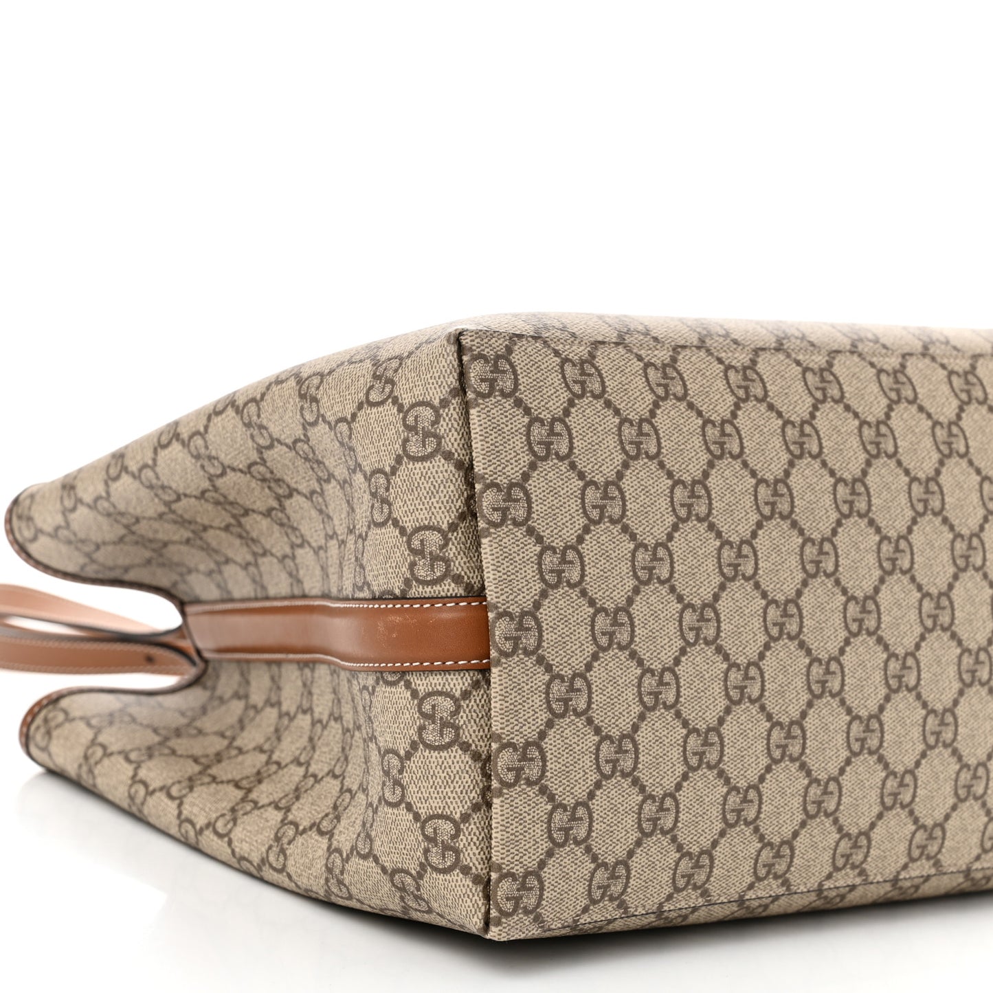 GG Supreme Monogram Emblem Large Tote Bag Beige Dark Brown