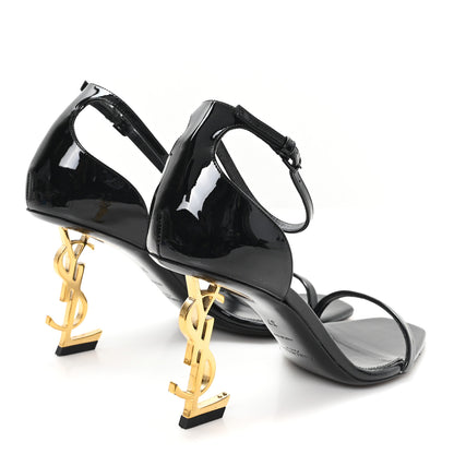 Saint Laurent Patent Calfskin Opyum 85 Sandals 37 Black Gold 5 of 10