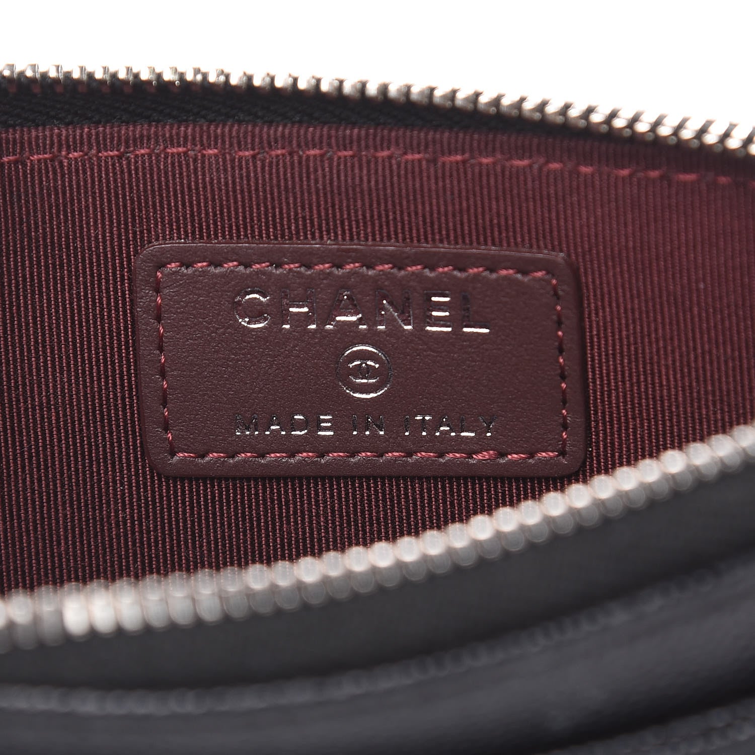 Chanel Caviar Chevron Quilted Zip Pouch Black 6 of 9