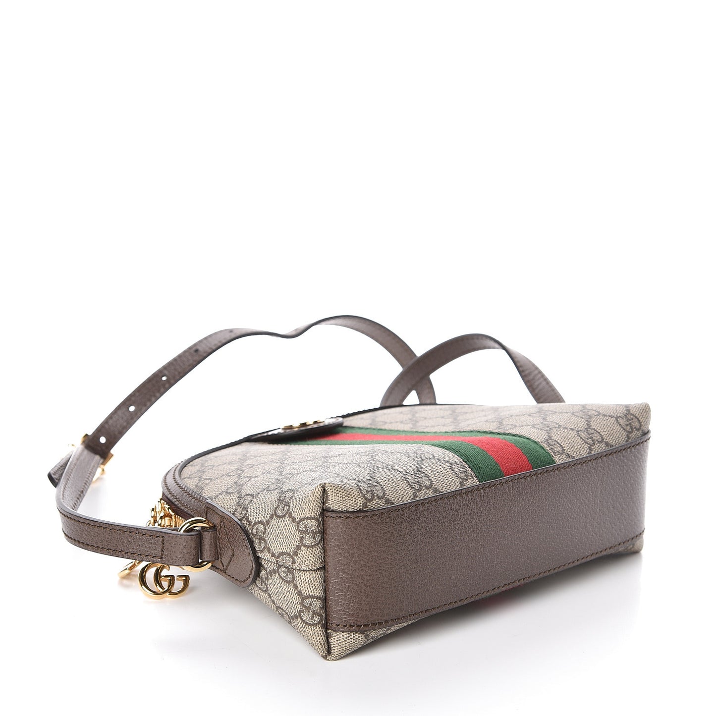 GG Supreme Monogram Textured Dollar Calfskin Web Small Ophidia Dome Shoulder Bag Beige Ebony New Acero