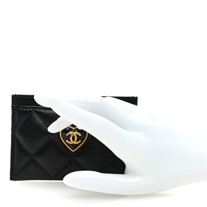 Chanel Lambskin Plexiglass Quilted Coco Love Card Holder Black 2 of 8