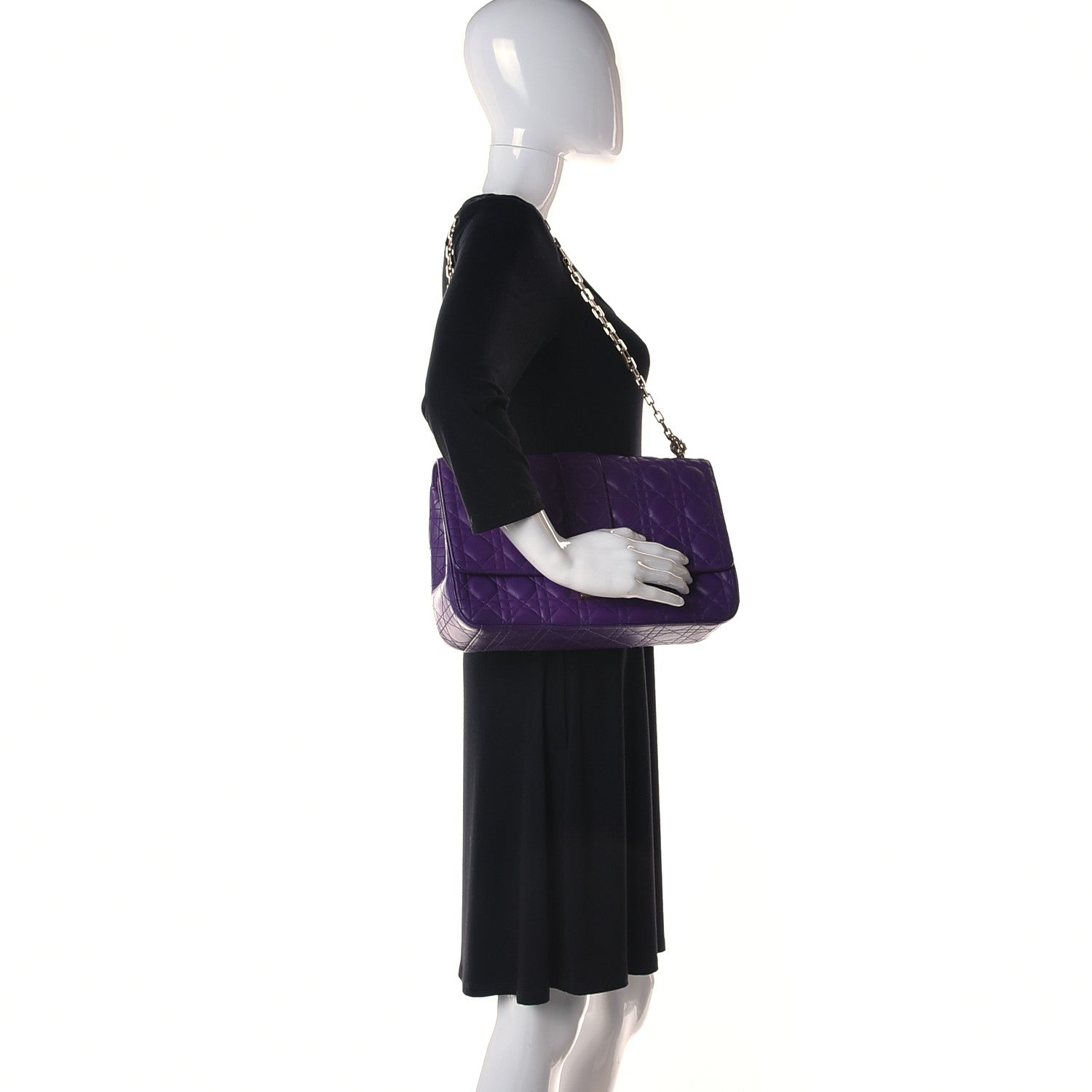 Christian Dior Lambskin Cannage Large Miss Dior Flap Purple 2 of 11