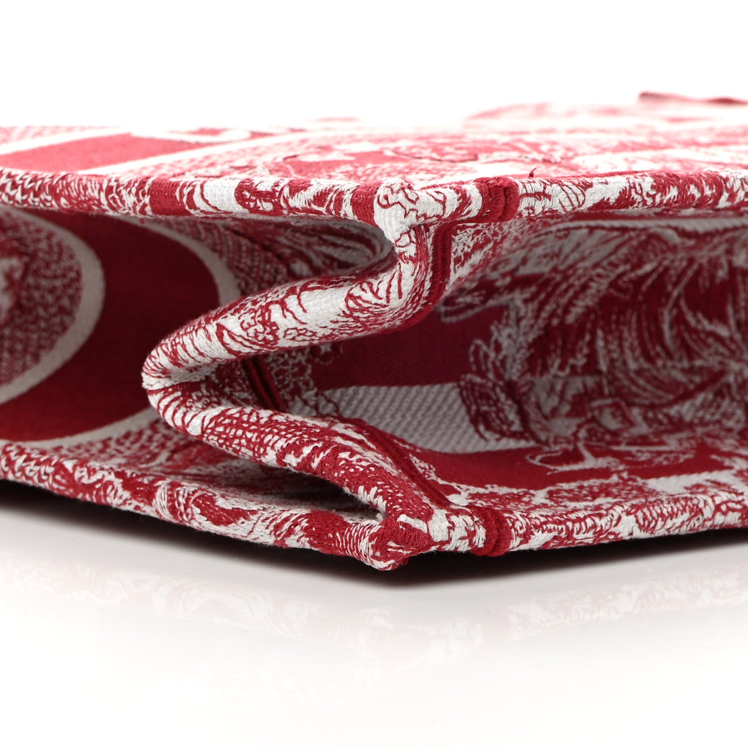 Christian Dior Canvas Embroidered Medium Dioriviera Toile De Jouy Book Tote Red White 9 of 14