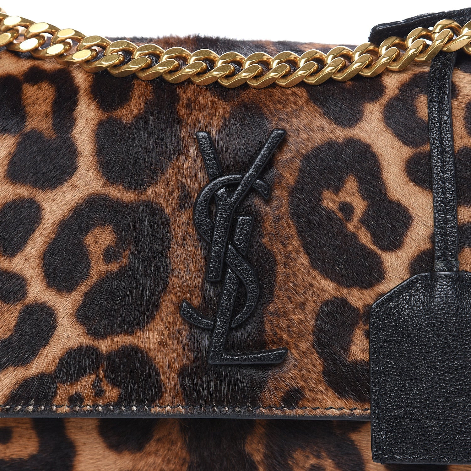Saint Laurent Calf Hair Monogram Small Sunset Chain Wallet Leopard 7 of 12