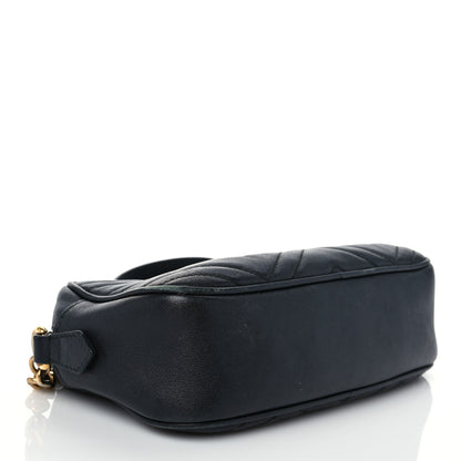 Gucci Calfskin Matelasse Small GG Marmont Chain Shoulder Bag Black 4 of 15