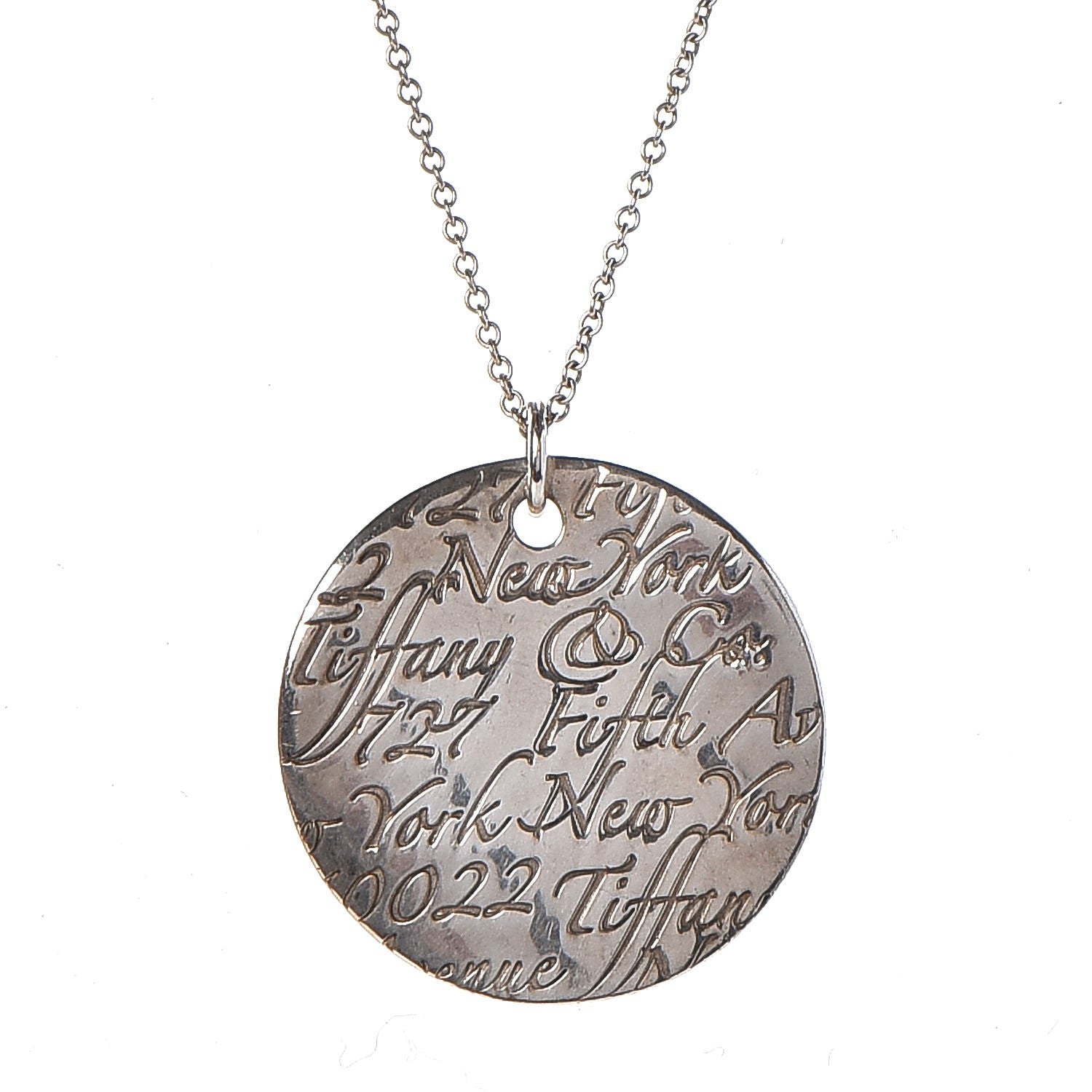 Tiffany Sterling Silver Notes Round Pendant Necklace 4 of 8