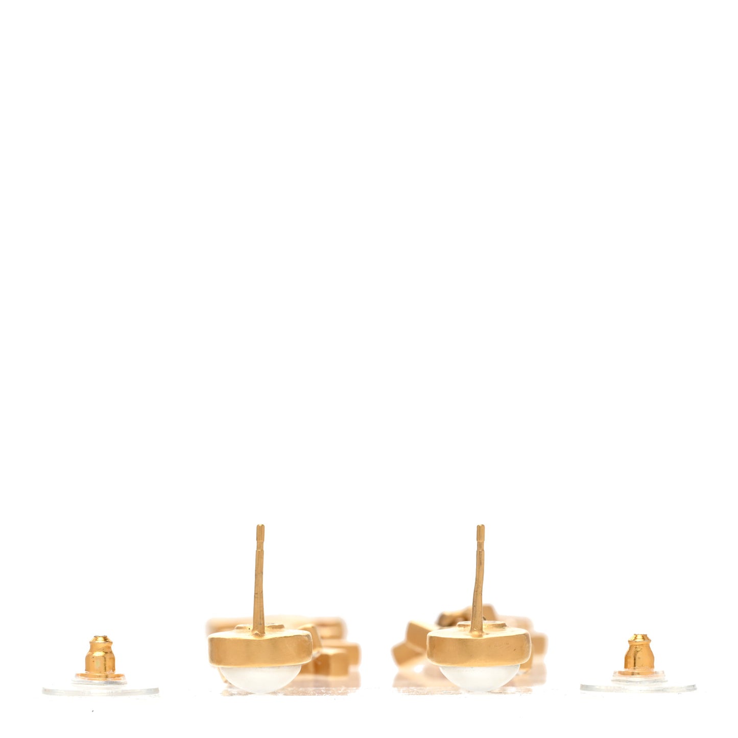Crystal Pearl Logo Drop Earrings Gold