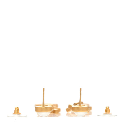 Chanel Crystal Pearl Logo Drop Earrings Gold 3 of 5