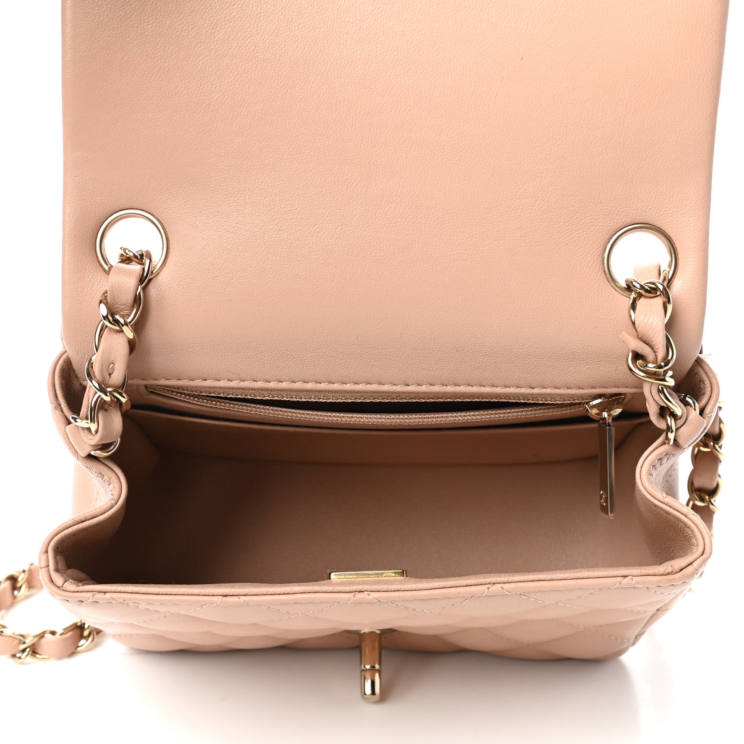 Chanel Lambskin Quilted Mini Square Flap Beige 5 of 11